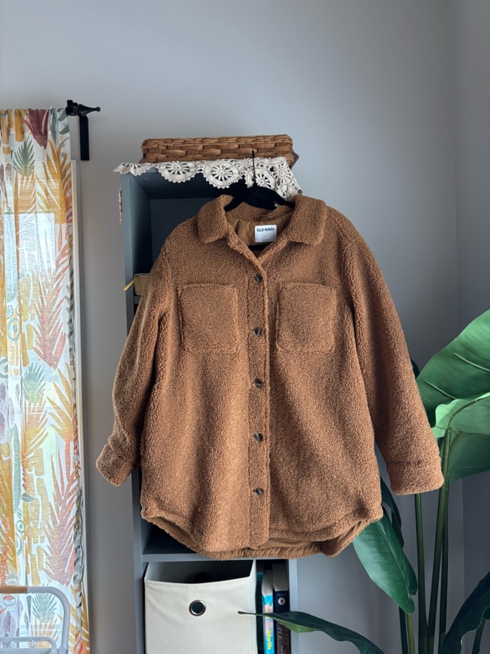 old navy shearling shirt jacket